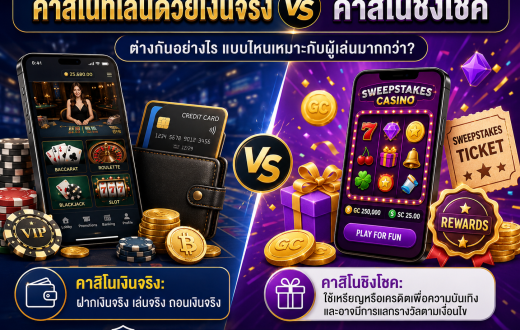 คาสิโนออนไลน์ที่เล่นด้วยเงินจริง vs. คาสิโนชิงโชค ต่างกันอย่างไร แบบไหนเหมาะกับผู้เล่นมากกว่า?